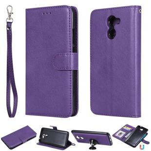 For Huawei Y7 Prime Solid Color Horizontal Flip Protective Case with Holder & Card Slots & Wallet & Photo Frame & Lanyard(Purple)