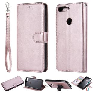 For Huawei Y7 Pro / Honor 7C Solid Color Horizontal Flip Protective Case with Holder & Card Slots & Wallet & Photo Frame & Lanyard(Rose Gold)