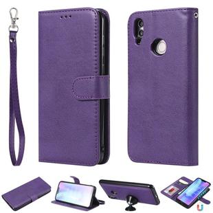 For Huawei Honor 8C Solid Color Horizontal Flip Protective Case with Holder & Card Slots & Wallet & Photo Frame & Lanyard(Purple)