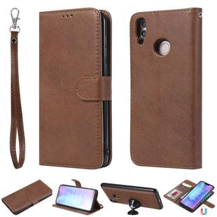 For Huawei Honor 8C Solid Color Horizontal Flip Protective Case with Holder & Card Slots & Wallet & Photo Frame & Lanyard(Brown)