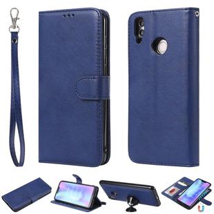 For Huawei Honor 8C Solid Color Horizontal Flip Protective Case with Holder & Card Slots & Wallet & Photo Frame & Lanyard(Blue)