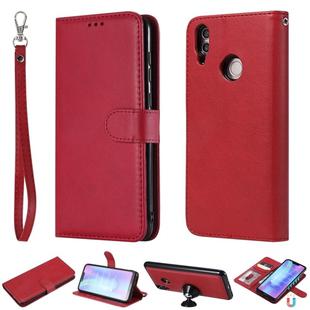 For Huawei Honor 8C Solid Color Horizontal Flip Protective Case with Holder & Card Slots & Wallet & Photo Frame & Lanyard(Red)