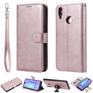 For Huawei Honor 8C Solid Color Horizontal Flip Protective Case with Holder & Card Slots & Wallet & Photo Frame & Lanyard(Rose Gold)