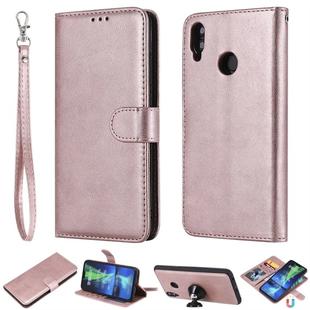 For Huawei Honor 8X Solid Color Horizontal Flip Protective Case with Holder & Card Slots & Wallet & Photo Frame & Lanyard(Rose Gold)