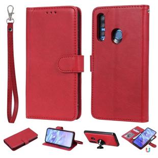For Huawei Honor 10i Solid Color Horizontal Flip Protective Case with Holder & Card Slots & Wallet & Photo Frame & Lanyard(Red)