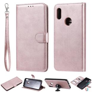 For Huawei Honor 8A / Y6 (2019) Solid Color Horizontal Flip Protective Case with Holder & Card Slots & Wallet & Photo Frame & Lanyard(Rose Gold)