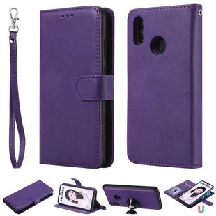 For Huawei Honor 10 Lite Solid Color Horizontal Flip Protective Case with Holder & Card Slots & Wallet & Photo Frame & Lanyard(Purple)