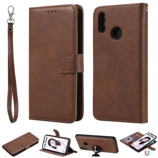 For Huawei Honor 10 Lite Solid Color Horizontal Flip Protective Case with Holder & Card Slots & Wallet & Photo Frame & Lanyard(Brown)