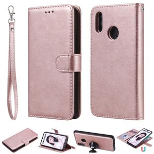 For Huawei Honor 10 Lite Solid Color Horizontal Flip Protective Case with Holder & Card Slots & Wallet & Photo Frame & Lanyard(Rose Gold)