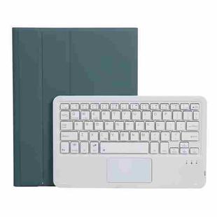 A07B-A Lambskin Texture Square Keycap Bluetooth Keyboard Leather Case with Touch Control For iPad 9.7 2018 & 2017 / Pro 9.7 inch / Air 2(Dark Green)
