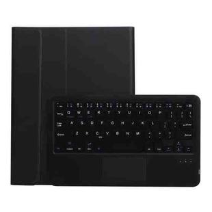 A102B-A Lambskin Texture Square Keycap Bluetooth Keyboard Leather Case with Touch Control For iPad Pro 10.5 inch / 10.2 2021 & 2020 & 2019 / Air 3(Black)