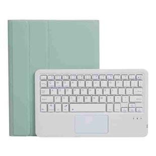 A102B-A Lambskin Texture Square Keycap Bluetooth Keyboard Leather Case with Touch Control For iPad Pro 10.5 inch / 10.2 2021 & 2020 & 2019 / Air 3(Light Green)