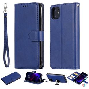 For iPhone 11 Solid Color Horizontal Flip Protective Case with Holder & Card Slots & Wallet & Photo Frame & Lanyard(Purple)