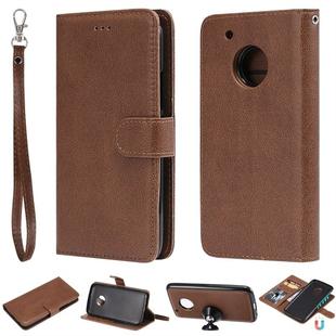 For Motorola Moto G5 Plus Solid Color Horizontal Flip Protective Case with Holder & Card Slots & Wallet & Photo Frame & Lanyard(Brown)