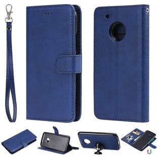 For Motorola Moto G5 Plus Solid Color Horizontal Flip Protective Case with Holder & Card Slots & Wallet & Photo Frame & Lanyard(Blue)