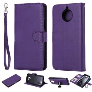 For Motorola Moto G5s Plus Solid Color Horizontal Flip Protective Case with Holder & Card Slots & Wallet & Photo Frame & Lanyard(Purple)