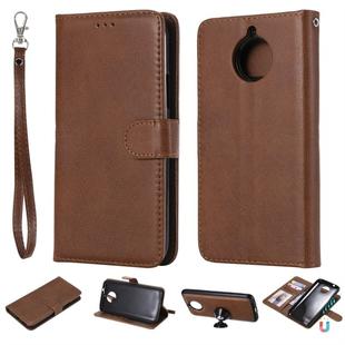For Motorola Moto G5s Plus Solid Color Horizontal Flip Protective Case with Holder & Card Slots & Wallet & Photo Frame & Lanyard(Brown)