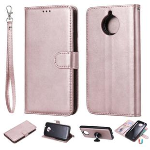 For Motorola Moto G5s Plus Solid Color Horizontal Flip Protective Case with Holder & Card Slots & Wallet & Photo Frame & Lanyard(Rose Gold)