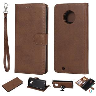 For Motorola Moto G6 Solid Color Horizontal Flip Protective Case with Holder & Card Slots & Wallet & Photo Frame & Lanyard(Brown)