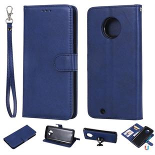 For Motorola Moto G6 Solid Color Horizontal Flip Protective Case with Holder & Card Slots & Wallet & Photo Frame & Lanyard(Blue)