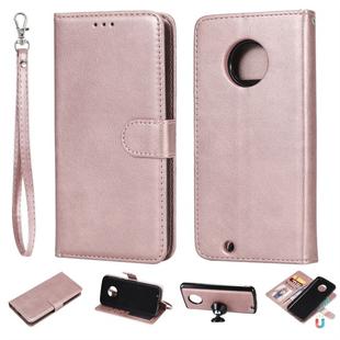 For Motorola Moto G6 Solid Color Horizontal Flip Protective Case with Holder & Card Slots & Wallet & Photo Frame & Lanyard(Rose Gold)