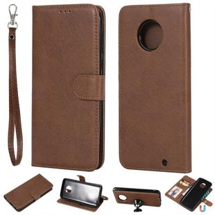 For Motorola Moto G6 Plus Solid Color Horizontal Flip Protective Case with Holder & Card Slots & Wallet & Photo Frame & Lanyard(Brown)