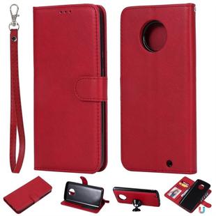 For Motorola Moto G6 Plus Solid Color Horizontal Flip Protective Case with Holder & Card Slots & Wallet & Photo Frame & Lanyard(Red)