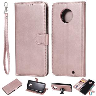 For Motorola Moto G6 Plus Solid Color Horizontal Flip Protective Case with Holder & Card Slots & Wallet & Photo Frame & Lanyard(Rose Gold)