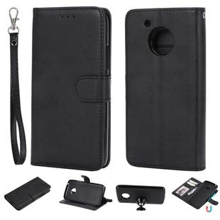 For Motorola Moto G5 Solid Color Horizontal Flip Protective Case with Holder & Card Slots & Wallet & Photo Frame & Lanyard(Black)