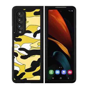 For Samsung Galaxy Z Fold3 5G Camouflage Clouds Embossed Silicone Phone Case(Yellow)