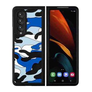 For Samsung Galaxy Z Fold3 5G Camouflage Clouds Embossed Silicone Phone Case(Blue)