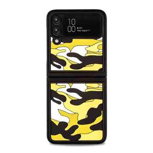 For Samsung Galaxy Z Flip3 5G Camouflage Clouds Embossed Silicone Phone Case(Yellow)