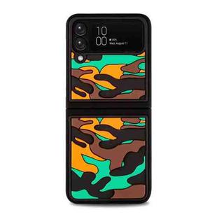 For Samsung Galaxy Z Flip3 5G Camouflage Clouds Embossed Silicone Phone Case(Green+Orange)