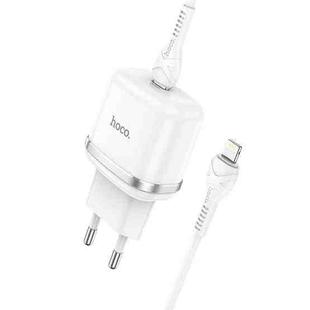 hoco N24 Victorious Single Port USB-C/Type-C PD20W Charger + Type-C to 8 Pin Cable, EU Plug(White)