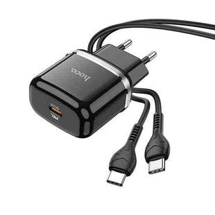 hoco N24 Victorious Single Port Type-C PD20W Charger + Type-C to Type-C Cable, EU Plug(Black)