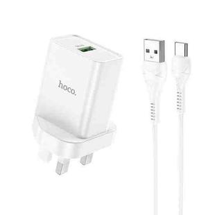 hoco NK5 Seal Single USB Port QC3.0 Charger + USB to Type-C Cable, UK Plug(White)