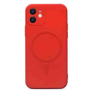 For iPhone 12 Liquid Silicone Full Coverage Magsafe Phone Case(Dark Red)