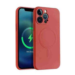 For iPhone 12 Pro Liquid Silicone Full Coverage Magsafe Phone Case(Dark Red)