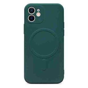 For iPhone 11 Liquid Silicone Full Coverage Magsafe Phone Case (Dark Green)