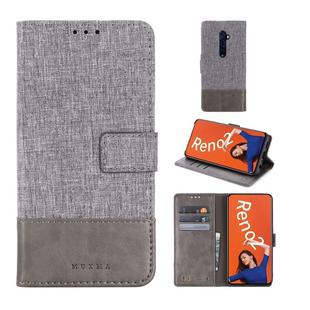 For OPPO Reno2 MUMXA MX102 Horizontal Flip Canvas Stitching Leather Case with Holder & Card Slots & Wallet(Grey)