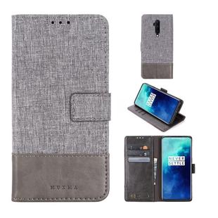 For OnePlus 7T Pro MUMXA MX102 Horizontal Flip Canvas Stitching Leather Case with Holder & Card Slots & Wallet(Grey)