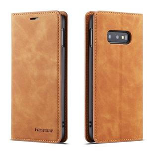 For Galaxy S10e Forwenw Dream Series Oil Edge Strong Magnetism Horizontal Flip Leather Case with Holder & Card Slots & Wallet & Photo Frame(Brown)