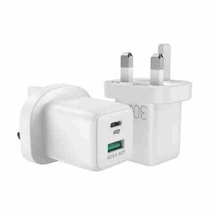 JOYROOM L-QP303 PD 30W USB-C / Type-C + QC 3.0 USB Mini Fast Charger, UK Plug(White)