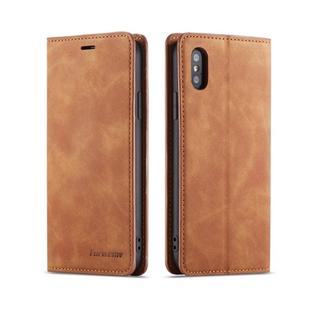 For iPhone XS Max Forwenw Dream Series Oil Edge Strong Magnetism Horizontal Flip Leather Case with Holder & Card Slots & Wallet & Photo Frame(Brown)