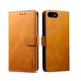 For iPhone 8 Plus / 7 Plus GUSSIM Magnetic Horizontal Flip Leather Case with Holder & Card Slots & & Wallet(Yellow)