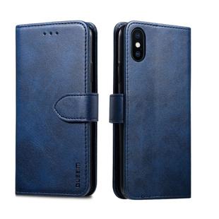 For iPhone XS Max GUSSIM Magnetic Horizontal Flip Leather Case with Holder & Card Slots & & Wallet(Blue)