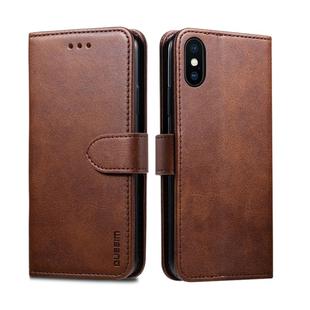 For iPhone XS Max GUSSIM Magnetic Horizontal Flip Leather Case with Holder & Card Slots & & Wallet(Brown)