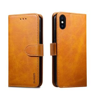 For iPhone XS Max GUSSIM Magnetic Horizontal Flip Leather Case with Holder & Card Slots & & Wallet(Yellow)
