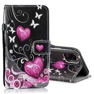 For iPhone 13 mini Colored Drawing Leather Phone Case (Peach Heart)