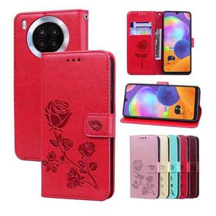 For Honor 50 Lite Rose Embossed Leather Phone Case(Red)